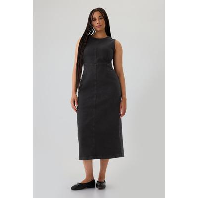 Gap Womens Black Denim Crew Neck Midi Dress - Black