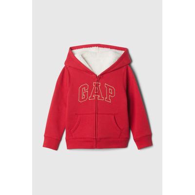 Gap Girls Red Logo Sherpa-Lined Zip Hoodie (6mths-5yrs) - Red