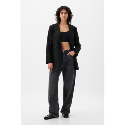 Gap Womens Black Linen Cotton Belted Blazer - Black
