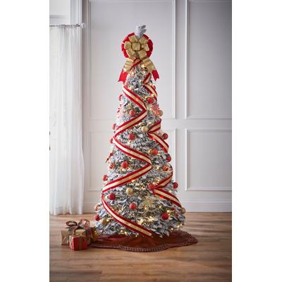 6'H Pre-Lit Flocked Pop-Up Tree by BrylaneHome in Red Gold