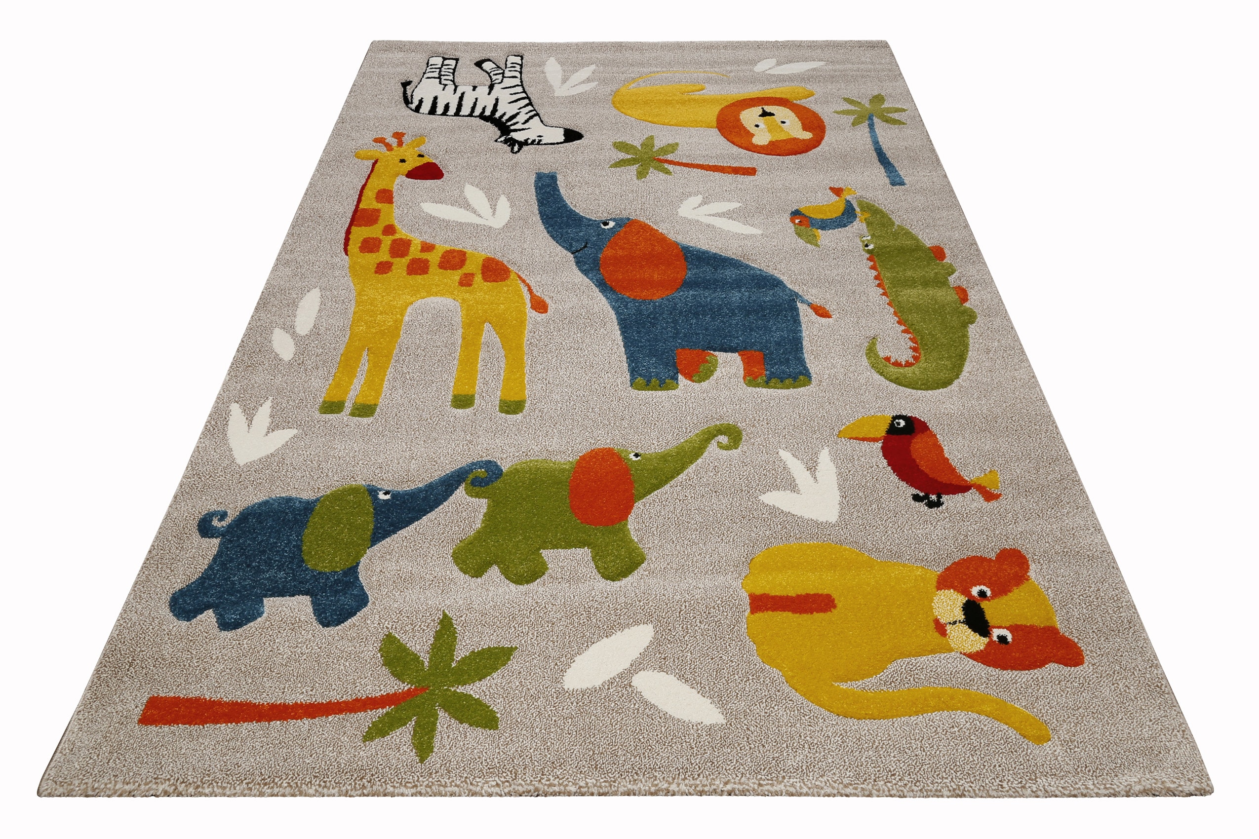 Kinderteppich SMART KIDS "Benny & Friends", beige (sand,beige,bunt), B:140cm H:10mm L:200cm, Polypropylen, Teppiche, Kinderteppich, Moderner Spielteppich, strapazierfähig, pflegeleicht, Konturenschnitt