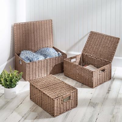 TEMU Paper Rope Basket Set Of 3 (taupe)