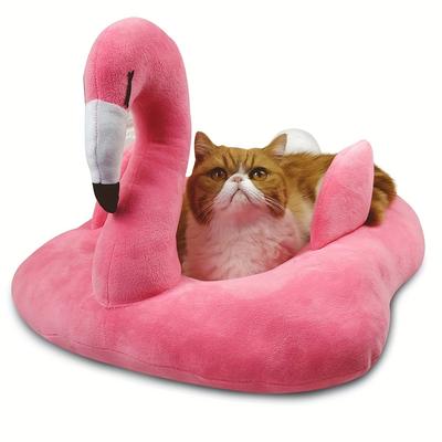 TEMU Petgrow Flamingo Shaped Cute Cat Bed Sofa, Warm Pet Bed Cuddle, Mat For Cats Kittens Rabbits Small Dogs