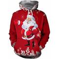 Sweat à capuche 3D Père Noël pour homme, pull unisexe, vin rouge, impression personnalisée, noir, blanc, rouge, imprimé graphique Père Noël, imprimé quotidien, sport, impression 3D, designer,