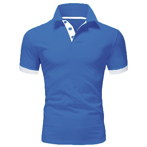 Homme T-shirt Polo Rue Occasionnel Col Rabattu Manche Courte Occasionnel Doux Couleur Unie Uni Style Classique Printemps, Automne, Hiver, Été Coupe régulière Vert pomme Jaune doré Bleu Clair Noir