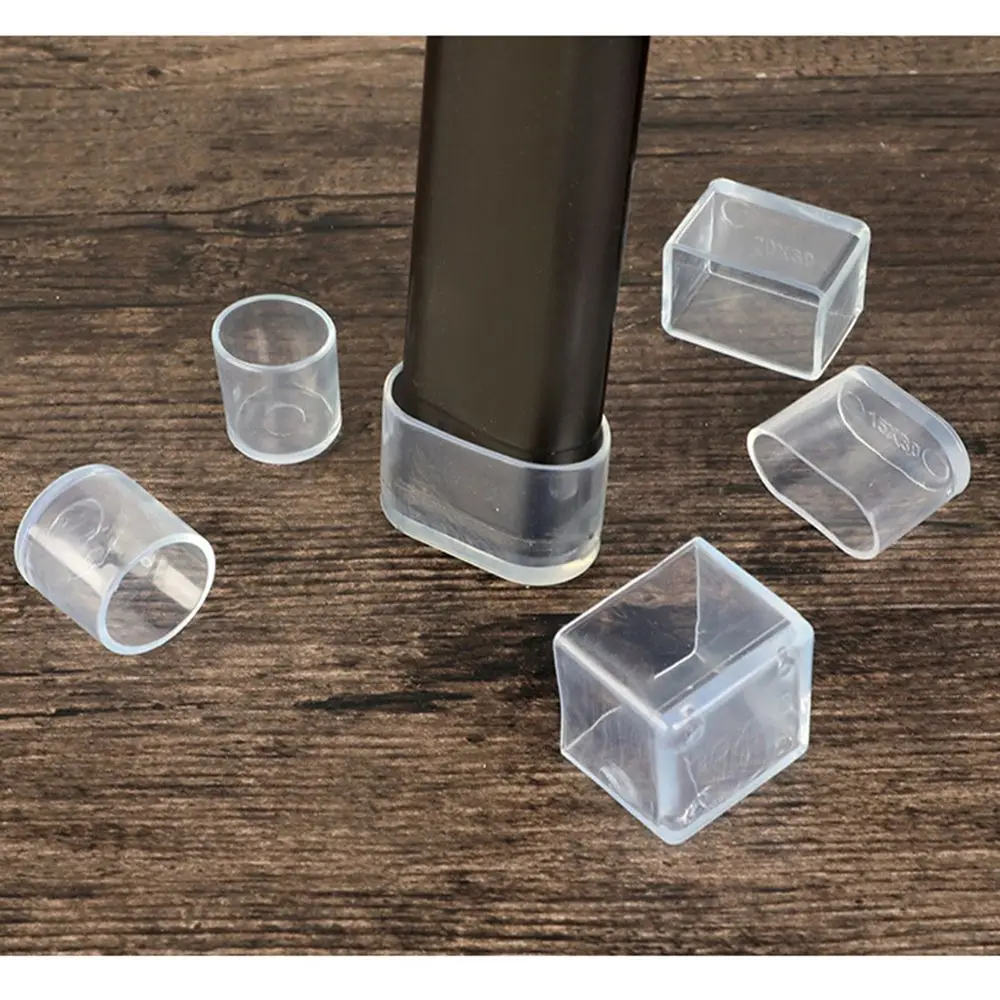 4 Stück transparente Silikon-Stuhlbeinkappen, hochwertige, rutschfeste Abdeckungen, Möbelfüße, Silikonpolster, Bodenschoner, Socken Image