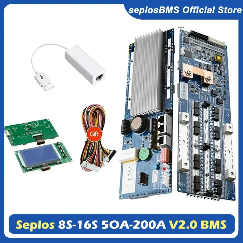 Seplos Neue Smart BMS Unterstützung Board Bluetooth Li-Ion LiFePo4 KÖNNEN RS485 Kommunizieren Zu Inverter 48V 13S 14S 15 16S 100A 150A 200A Image