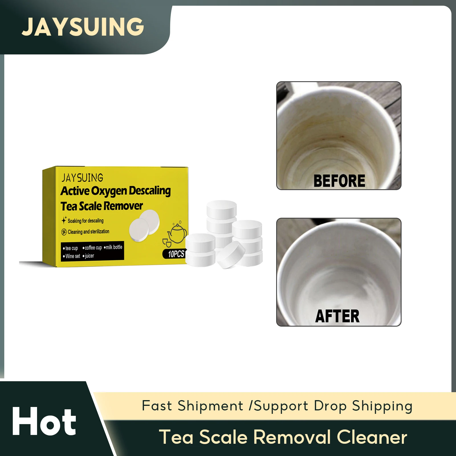 Tee schuppen entfernungs reiniger Aktiver Sauerstoff Entkalkung Brause tabletten Lebensmittel qualität Tee fleck Reinigungs kessel Entkalkung stable tten Image