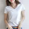 Solide femmes T-shirt col en v à manches courtes femme T-Shirt mince blanc et noir T-Shirt décontracté solide dame T-Shirt hauts