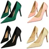 Neue Frauen Fetisch 10 cm High Heels Büro Karriere Satin Pumps Dame Urlaub Party Scarpins Stiletto Grün Rosa Schuhe Plus größe 34-43