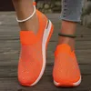 Orange Strass Casual Sneakers Atmungsaktive Keil Frauen Leichte Schuhe Slip On 2024 Neue Bequeme Frühling Mesh Sport Schuhe