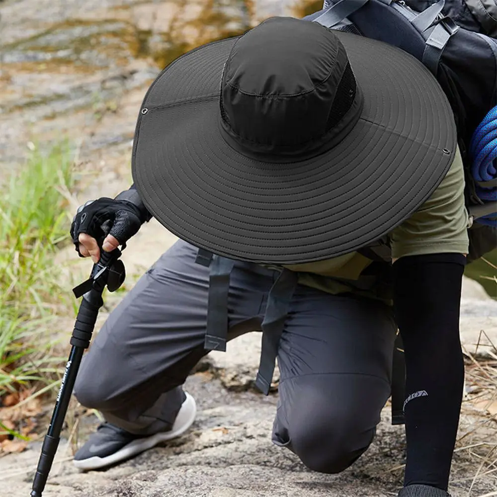 Sommer Eimer Hut Für Männer Fischer Kappe Angeln Im Freien Sonnenschirm Breite Visier Krempe UV Sonnencreme Reiten Wandern Suncreen Sonnenhut Image