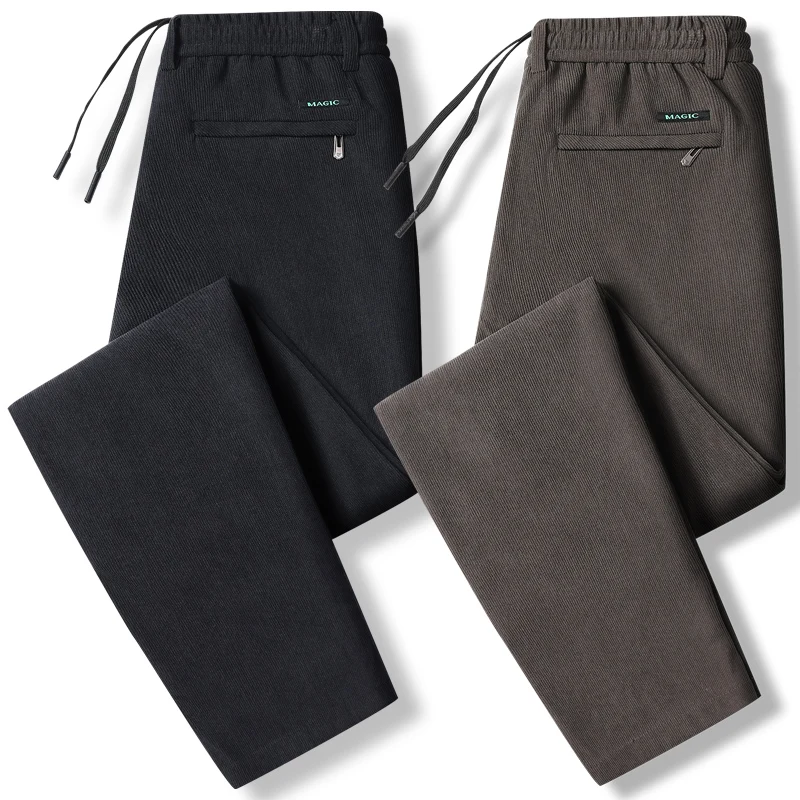 Elastische Taille Casual Hosen Männer Jogger Lose Fit Gerade Hosen Frühling Herbst Männliche Hosen Große Größe Schwarz Grau