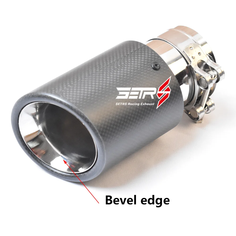 Auto Universal Modiflcation Edelstahl Einzigen Lockige Bevel Rand Auspuffrohr Volle Faser Carbon Abdeckung Schalldämpfer Spitze Für Alle Autos Image
