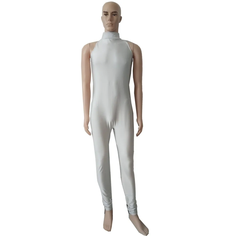 Licht Grau Männer der Hohen kragen One-piece bodysuit strumpfhosen spandex high-elastische gymnastik training kleidung kann angepasst Image