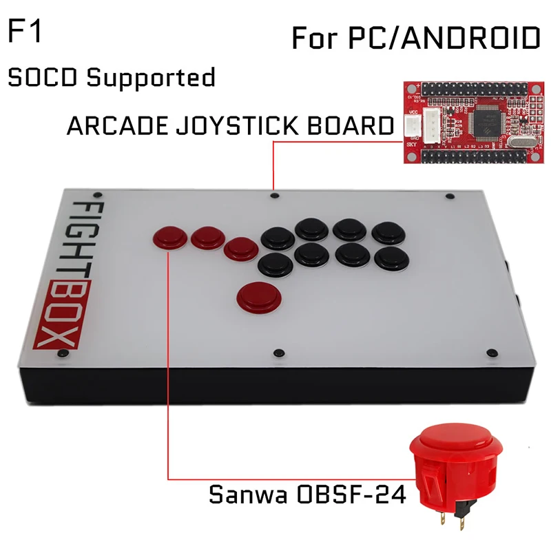 Fight box f1 hebel loser Game controller alle Tasten Arcade-Joystick-Kampfs tock im Hitbox-Stil für ps4/ps3/pc sanwa OBSF-24 30