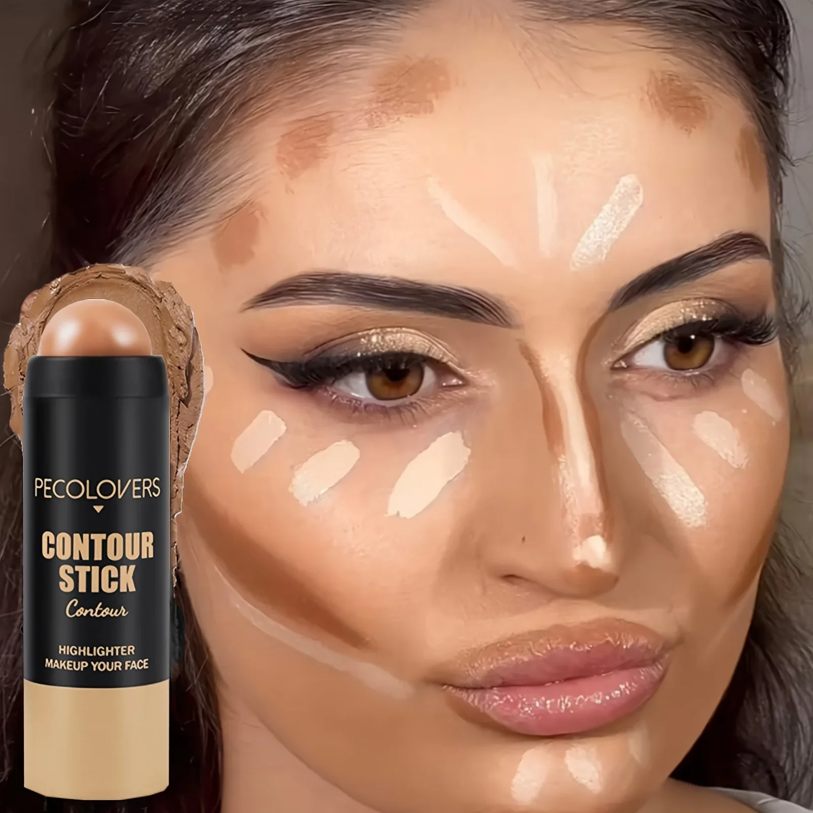 1PC 3-in-1 Highlighter Concealer Bronzer 3D Contour Boost Makeup Stick, für natürliches 3D-Gesichts-Make-up Image
