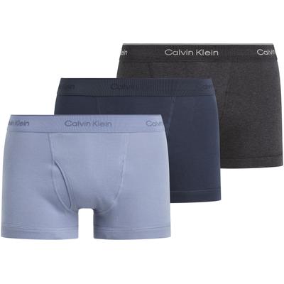 Trunk "TRUNK 3PK", Herren, Gr. M (50), blau (ink, charcoal heather, troposphere), Jersey, Obermaterial: 100% Baumwolle, CALVIN KLEIN UNDERWEAR, unifarben, körpernah, Unterhosen, mit Logo-Elastikbund Image