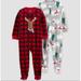 Carter s Just One You Toddler Boys 2pk Buffalo Checkered Reindeer and Polar Bear Fleece Footed Pajama Set- (Red/Gray 5T)