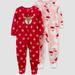 Carter s Just One You Toddler Snowflake Reindeer/Santa Fleece Footed Pajama - (Red/Pink 18M)