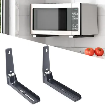 Microwave Storage Bracket Closet Organizer Wall Mounted Foldable Stretch Oven Rack Kitchen