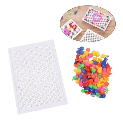 Mushroom Nails Peg Puzzle Set Kids Pegboard Educational Building Bricks Diy Peg Jigsaw Puzzle Board