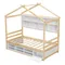 Twin House Bed with Roof Frame, Bedside-shelves, Under Bed Storage Unit,Natural