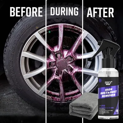 150ML KIT Iron Remover Spray Car Wheels Rim Cleaner Multi Purpose Rust Remover Brake Paint Protect