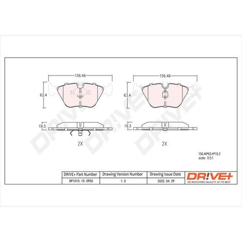 Drive+ Bremsbelagsatz, Scheibenbremse vorne rechts links für BMW 34111157569 34111158265 34211160708 DP1010.10.0955