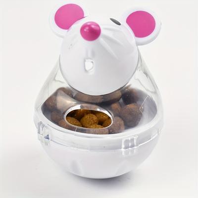 TEMU Interactive Cat Feeder Toy, Mouse-shaped Food Dispenser, Non-battery Operated Plastic Leakage Treat Ball, Play And Train Pet Accessory For Cats Image