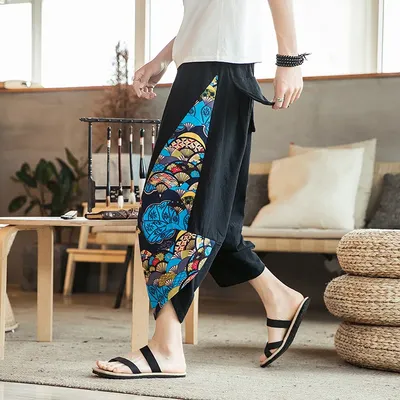 2024 Ethnic Style Harem Pants Mens Jogging Pants Sweatpants Japanese Street Men Pants Work Elephant