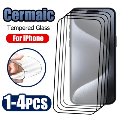 1-4Pcs Ceramic Film Clear For Apple iPhone 15 13 14 12 11 Pro Max Mini Plus SE Screen Protector XS 6