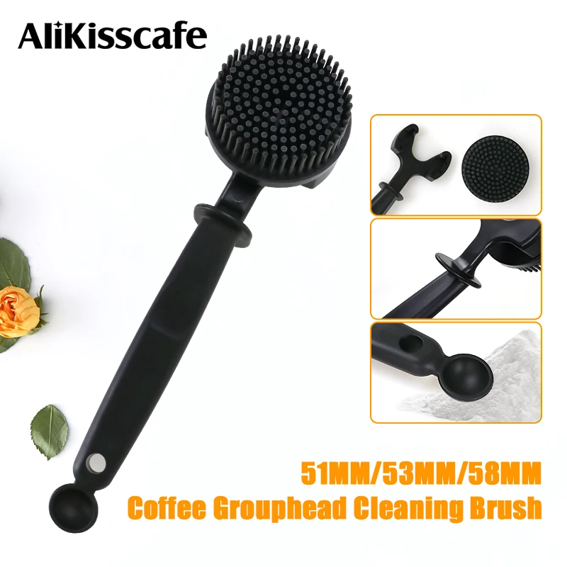 Kaffeemaschine Pinsel 51MM 58MM Boden Kopf Reiniger Werkzeug Silikon Abnehmbare Fit Für Delonghi Breville Gaggia Espresso Zubehör Image