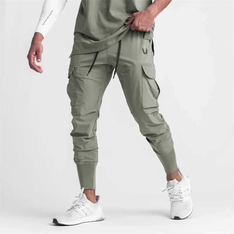 2024 neue männer Cargo Hosen Sommer Dünne Lose Schnell Trocknend Elastische Leggings Running Training Jogginghose Casual Trend Hosen Image