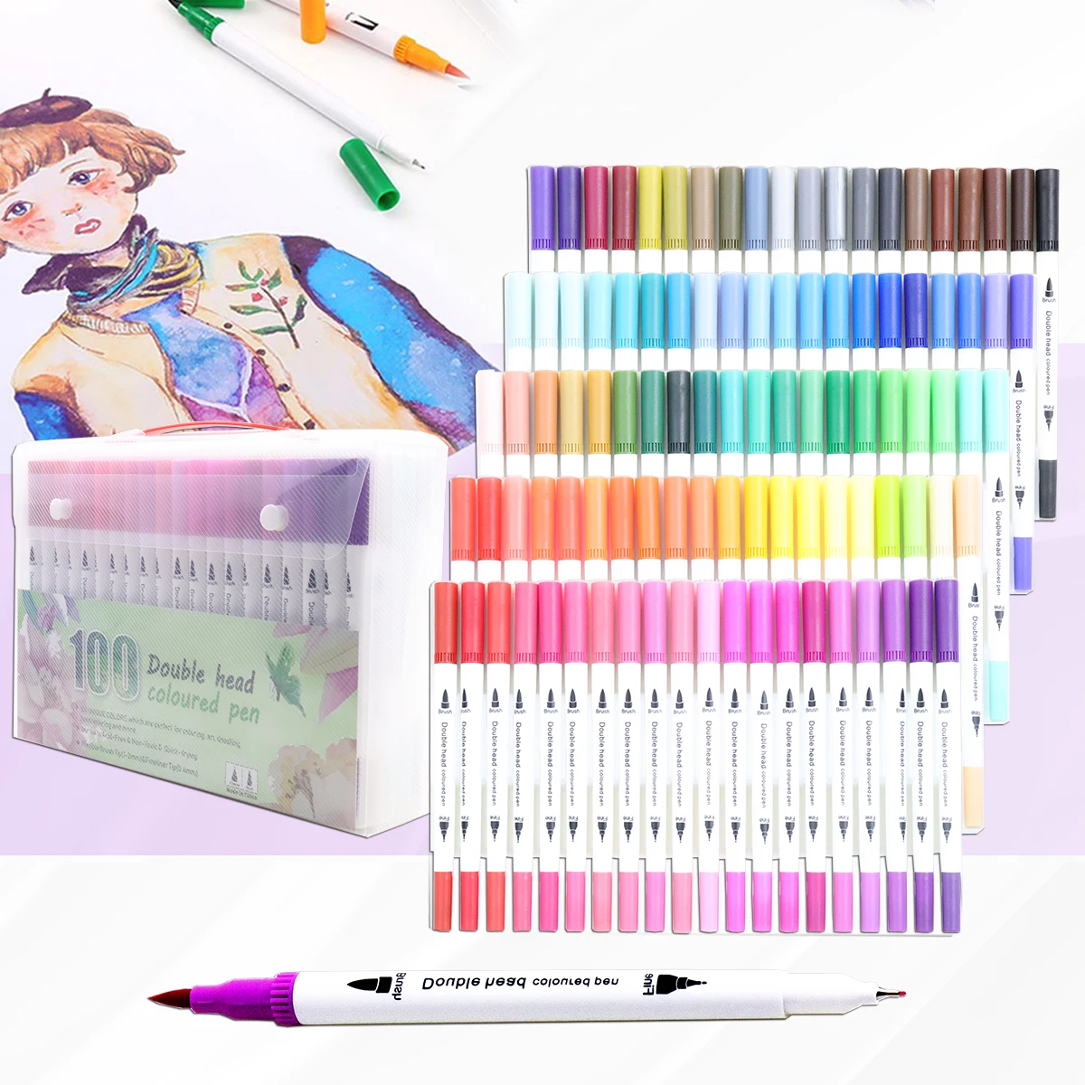 Marker Pen Set 24-100 Farb marker Manga Kunst Auberginen Schule Briefpapier ästhetische Schreibwaren Lieferungen Image
