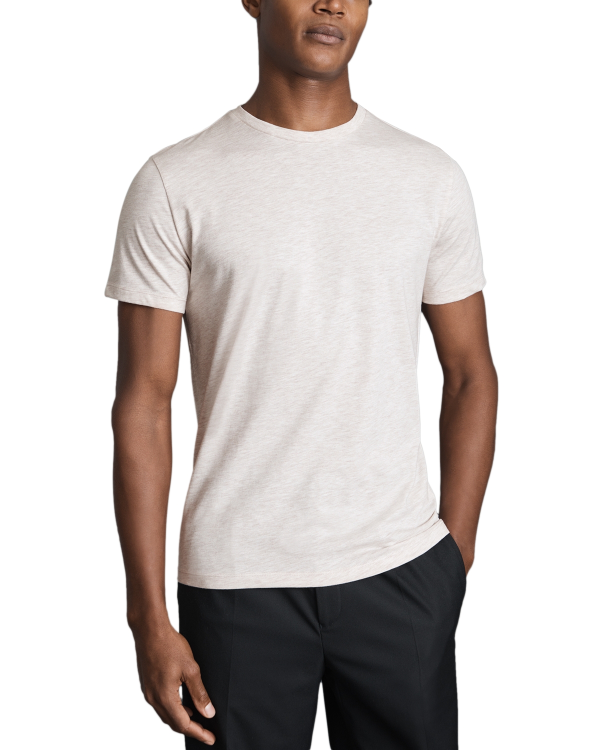 Reiss Bless Slim Fit Marled Crewneck Tee - Wheat Melange