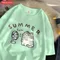 Mode Baumwolle Frauen T-Shirts Kreative Sommer Schlag Fan Katze Drucke Kurzarm Oansatz Lose Atmungsaktive Casual Weibliche Kleidung
