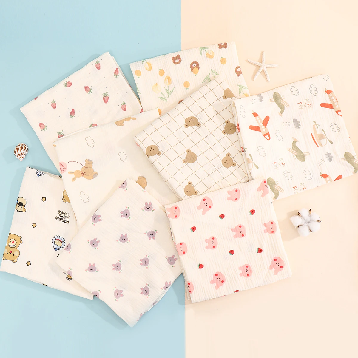 Baby Baumwolle Swaddle Decke Musselin Bad Handtuch Neugeborenen Crinkle Stoff Kinderwagen Abdeckung Wrap Gaze Kleinkind Schlaf Decke Image