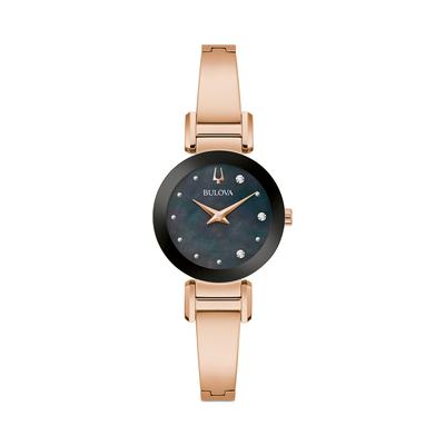 Bulova Marc Anthony Modern Diamond Bangle Watch, 26mm - Black/Rose Gold