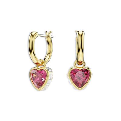 Swarovski Chroma Crystal Heart Drop Earrings - Red/Gold
