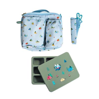 Austin Baby Co Unisex Bento and Lunch Bag Set - Ages 6 months + - Camper Blue and Camper Sage Green