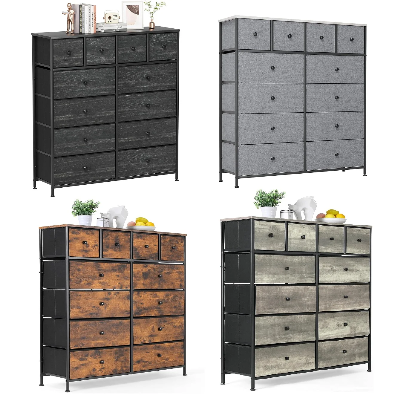 Kommode mit Aufbewahrungsturm, Organizer, Kommode mit 12 Stoffschubladen, Sideboard, Aufbewahrungsschrank für Schlafzimmer, Flur