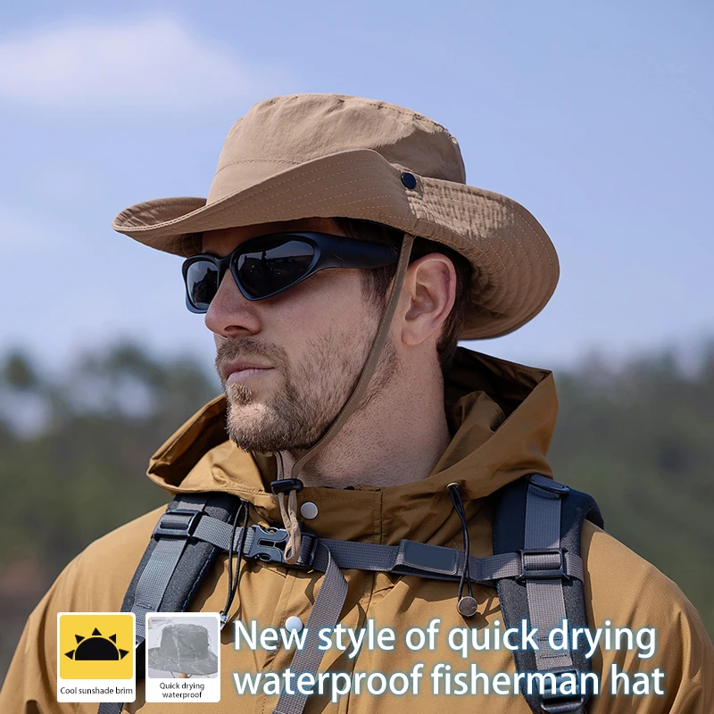Xinbaoguan 100% Nylon 9255 Frühling/Sommer große Traufe Sonnen kappe Herren Sonnen kappe wasserdichter schnell trocknender Fischer hut Image