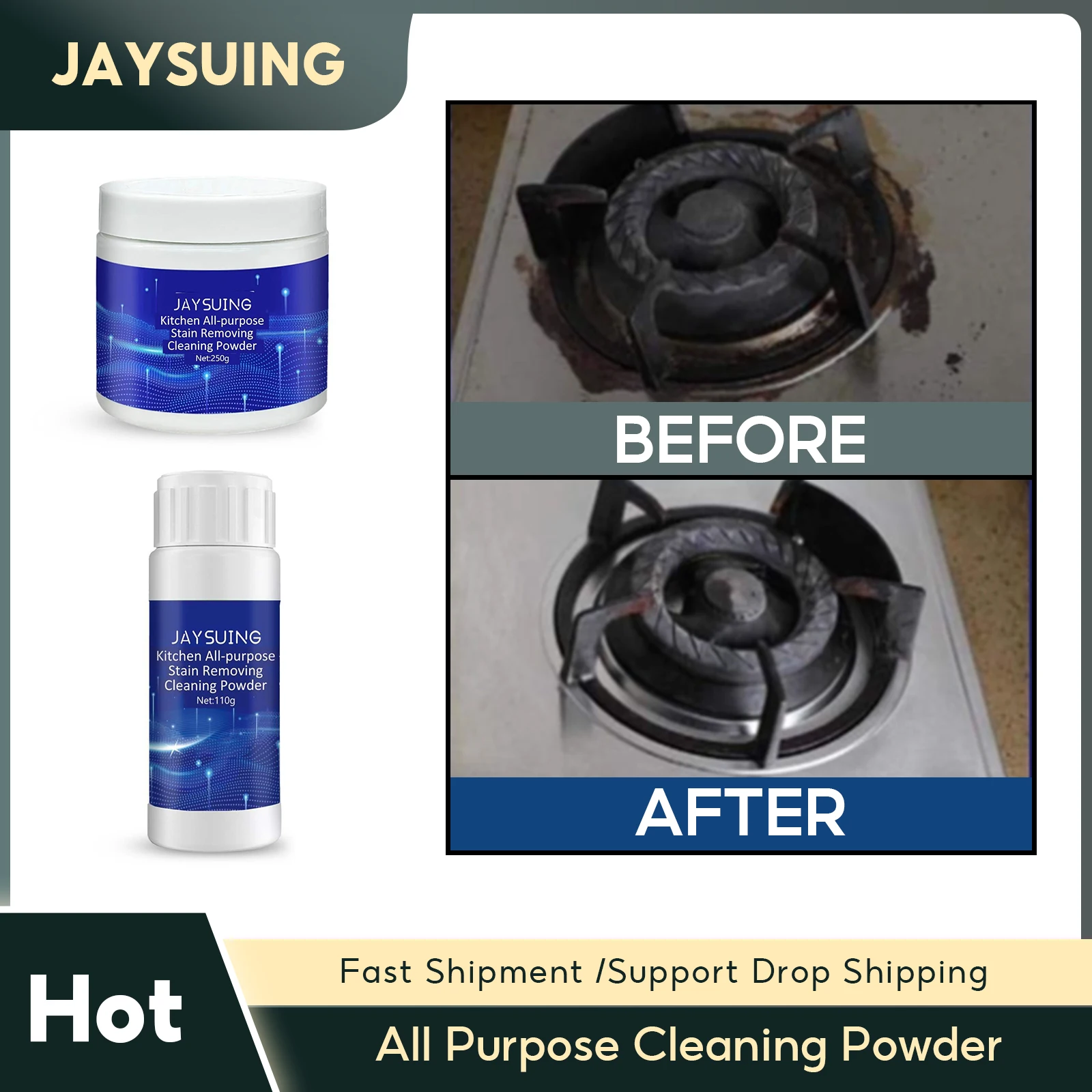 Allzweck-Reinigungspulver, schwere Öle, Reinigungstopf, Boden, Rostentfernung, Dunstabzugshaube, Entfetter, Mehrzweck-Blasenreiniger für die Küche Image