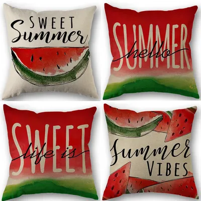 Hallo Sommer Aquarell Wassermelone dekorative Kissen bezüge 18x18 Zoll Leben ist süß Kissen bezug Dekor Image