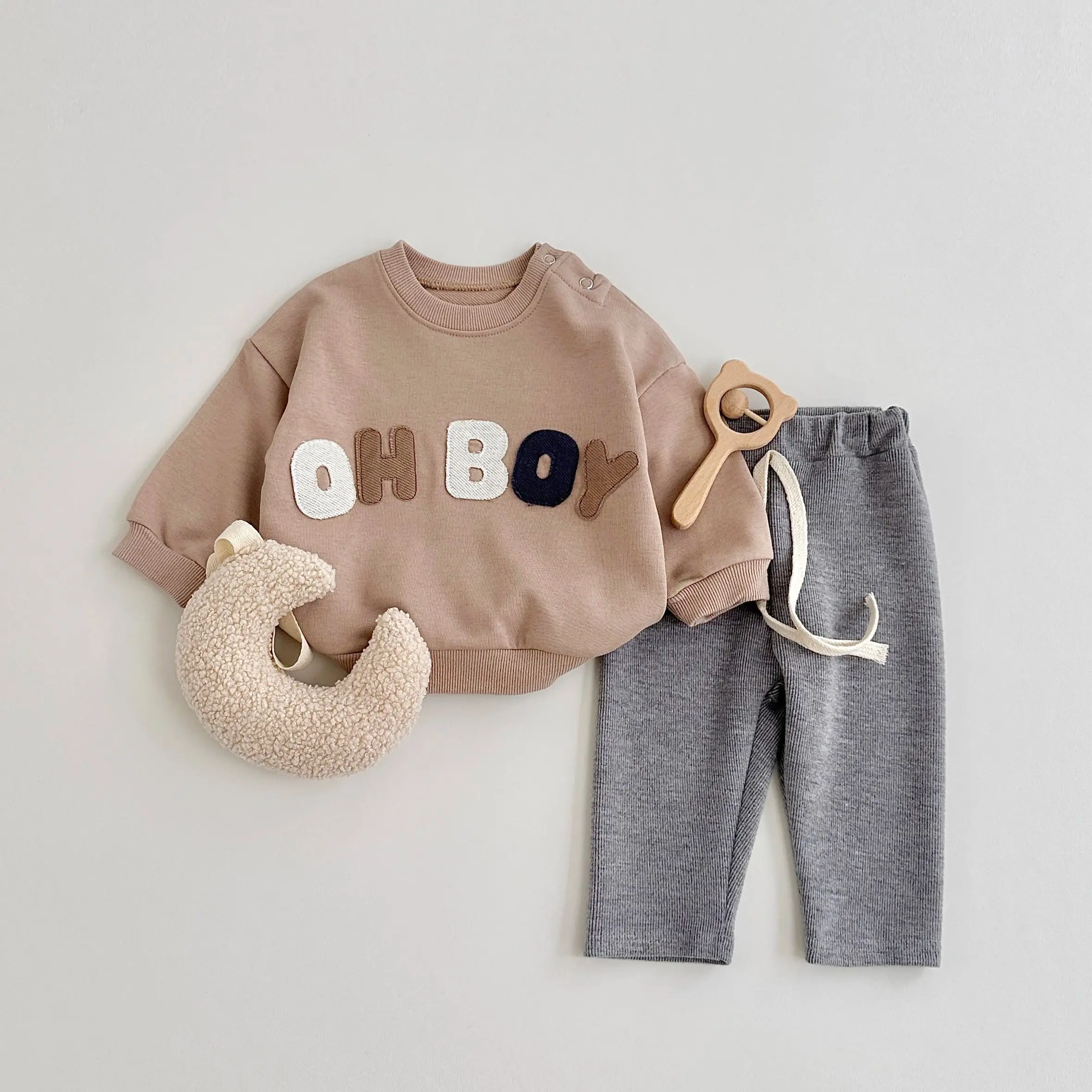 Baby Kleidung Set Neugeborenen Säugling Herbst Brief Patch Outfits Tops Pullover Hemd Hosen lässig Baby kleidung 0 bis 3 Jahre Image