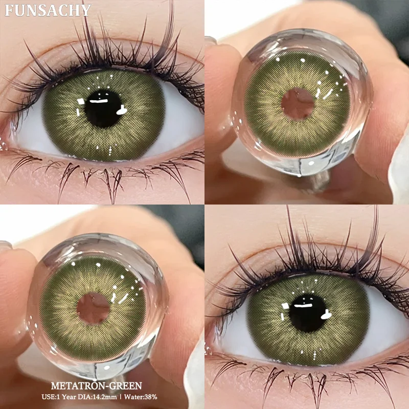 FUNSACHY 2 Stück grüne Linsen, natürliche farbige Kontaktlinsen für Augen, hochwertige blaue Augen, Kontaktlinsen, jährlich, schöne Pupille Image