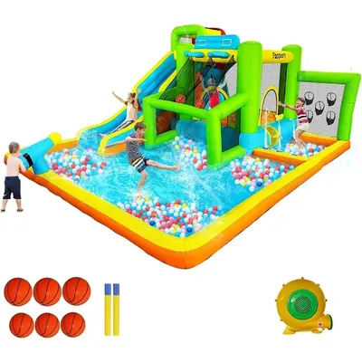 Bounce House Water Slide, 9 in 1 Bounce House for Kids Indoor Outdoor Bouncy House with 550W Blower,