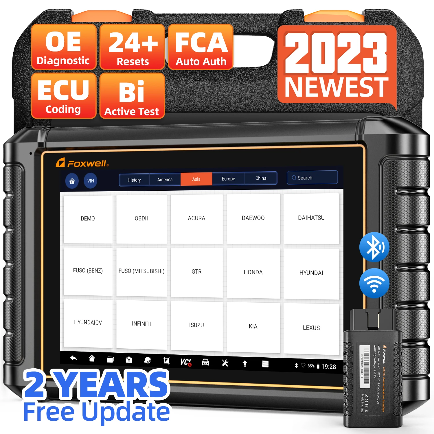 FOXWELL NT909 All System Car Diagnostic Scanner Bluetooth OBD2 Bi-Directional Scan Tool ECU Coding 24 Resets Automotive Scanner
