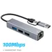 USB HUB RJ45 Wired Adapter USB 3.0 USB 3.1 Type-C Network Adapter Driver-free USB-C Ethernet 100Mbps